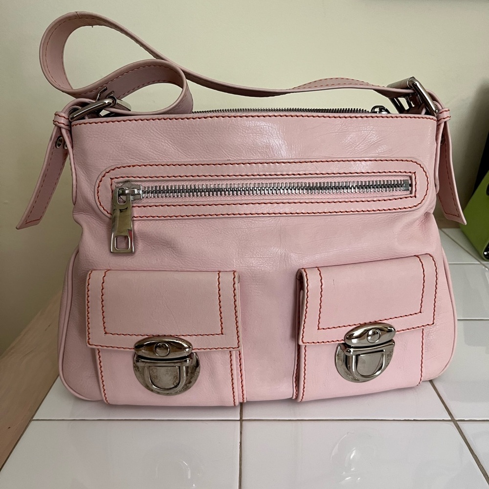 Marc Jacobs Sofia multi-pocket Y2K hobo in pale pink Butter-Soft